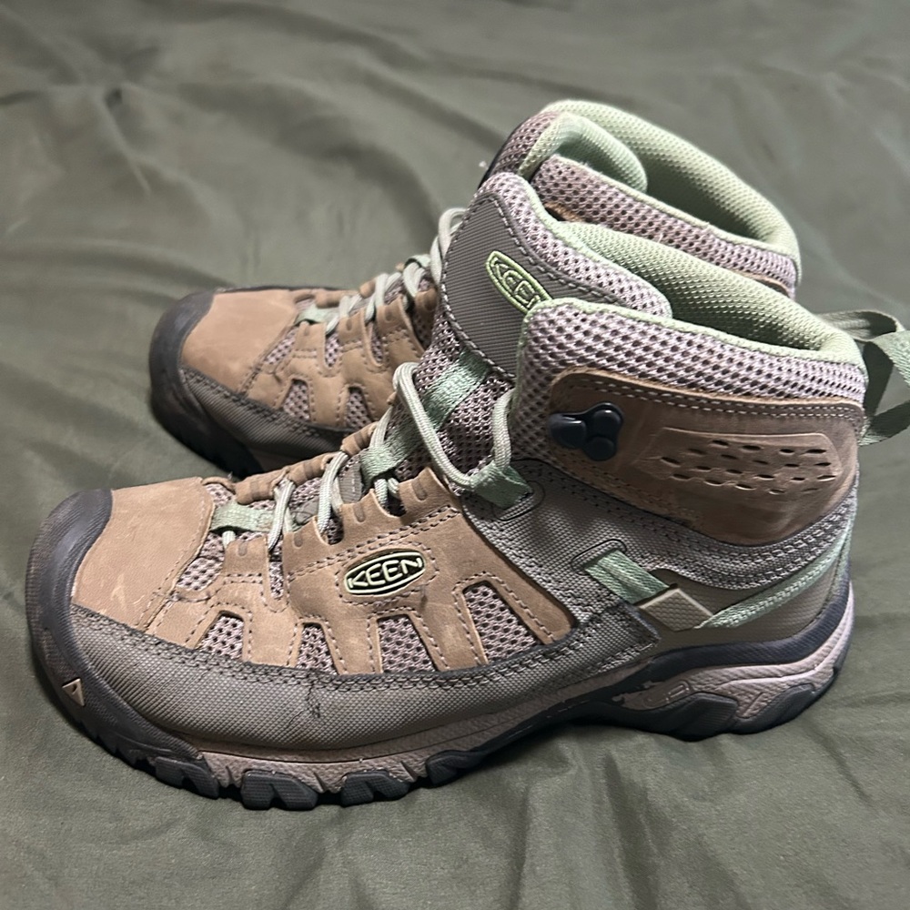Keen Tan and Olive Hiking Boots